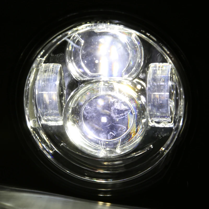 2PCS LED Motorcycle Headlight Assembly For Harley Fat Bob Dual Headlamp 5&quot Double Headlights With DRL Halo Ring |