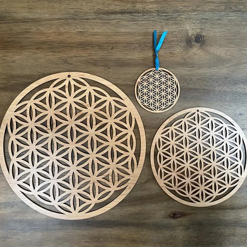 Подставка под чашку/украшение с цветком жизни деревянный настенный Декор