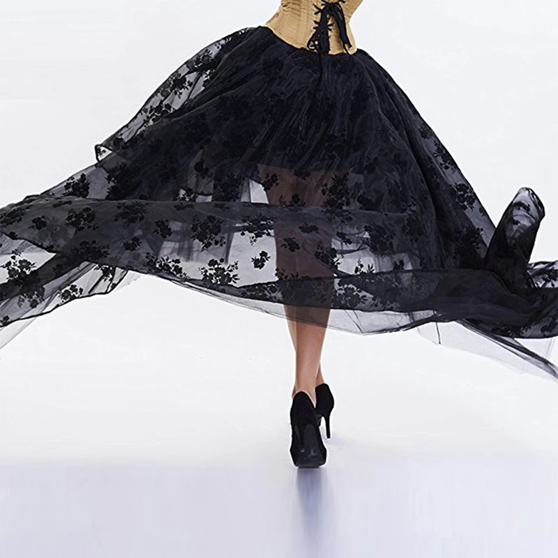 Женская Тюлевая юбка кружевная Макси-юбка в готическом стиле стимпанк с