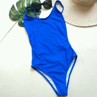 2021 sexy womens swimsuit solid color blackless bikini bodysuit push up padded swimwear summer bathing suit beachwear monkini