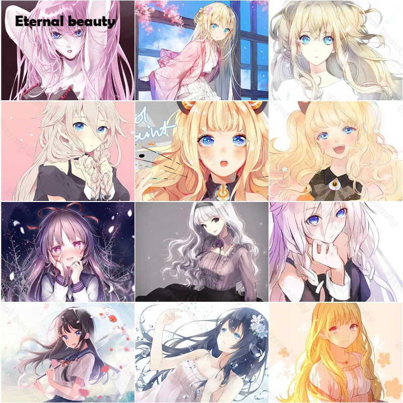 

Diamond Painting Anime Girl Holding An Umbrella Full Square Round Diamond Embroidery Needlework Cross Stitch Kits Mosaic Decor