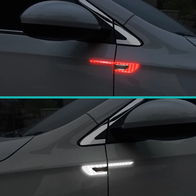 HYZHAUTO 2 шт. Автомобильная листовая доска Светоотражающая наклейка 3D углеродное волокно Грузовик Авто Мотоцикл Светоотражающие предупредительные полоски против царапин