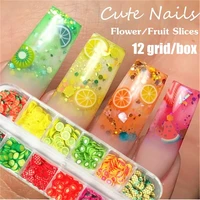 1box mixed styles 3d fruit summer fruit fake 3d nail decorations colorful nail sparkl lovely watermelon orange strawberry design