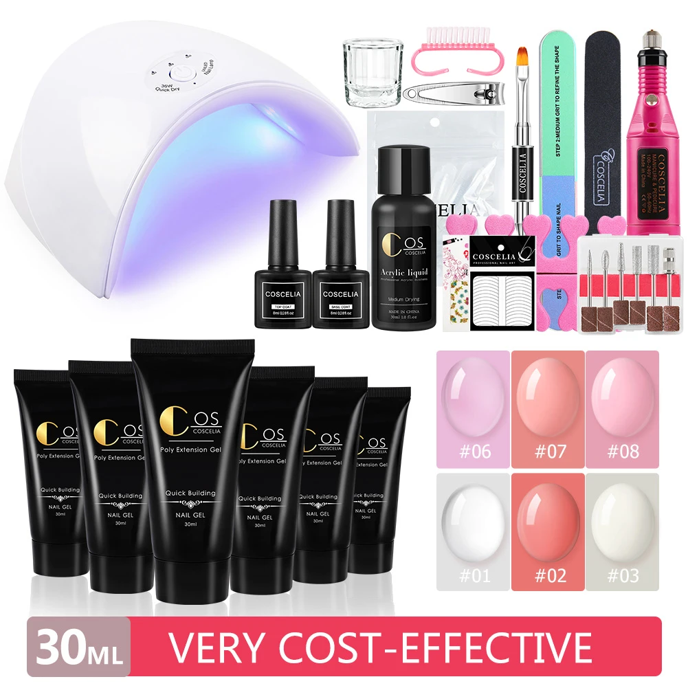 COSCELIA 6 шт./компл. набор гель лака для наращивания из полигеля ногтей УФ
