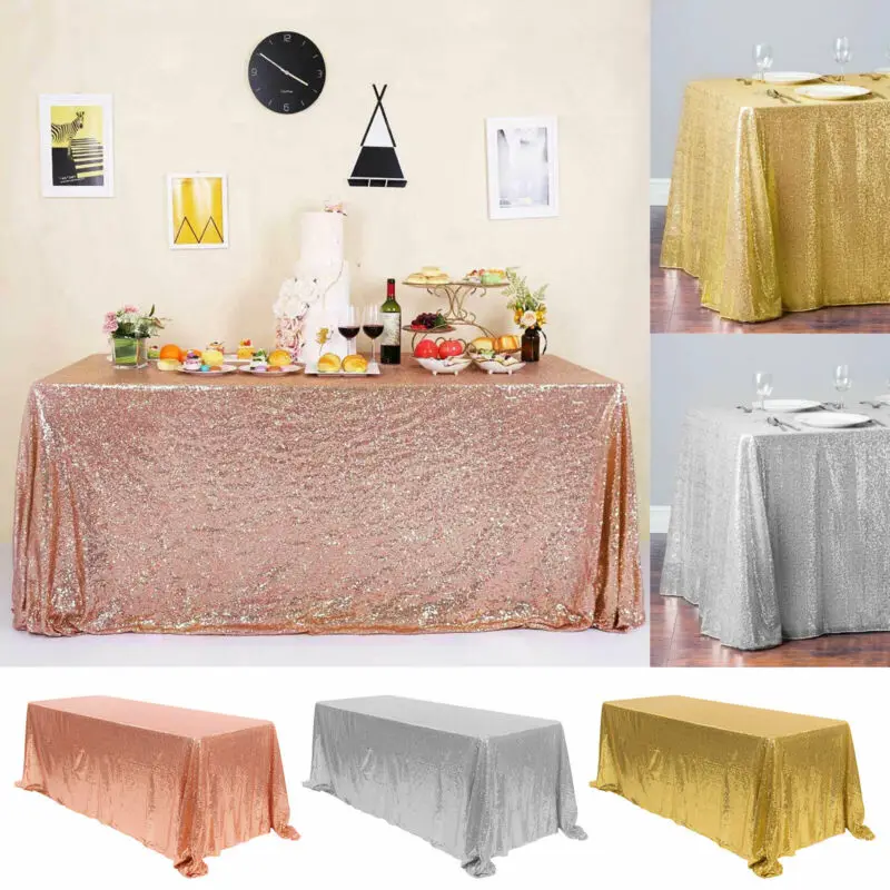 

Sparkly Pink Gold Silver Sequin Table Runner Luxury Tablecloth Rectangular Table Cover Decor round table cover