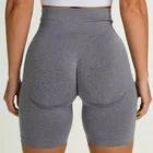 Бесшовные спортивные шорты для женщин с завышенной талией, шорты для фитнеса и йоги, защищающие от приседаний, эластичные тренировочные шорты для бега для живота