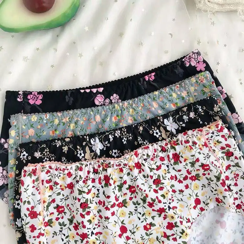 Floral Print Women Underwear Seamless Sexy Panties Middle-Rise Women's Ladies Cotton Pants Calcinha Feminina panties | Женская