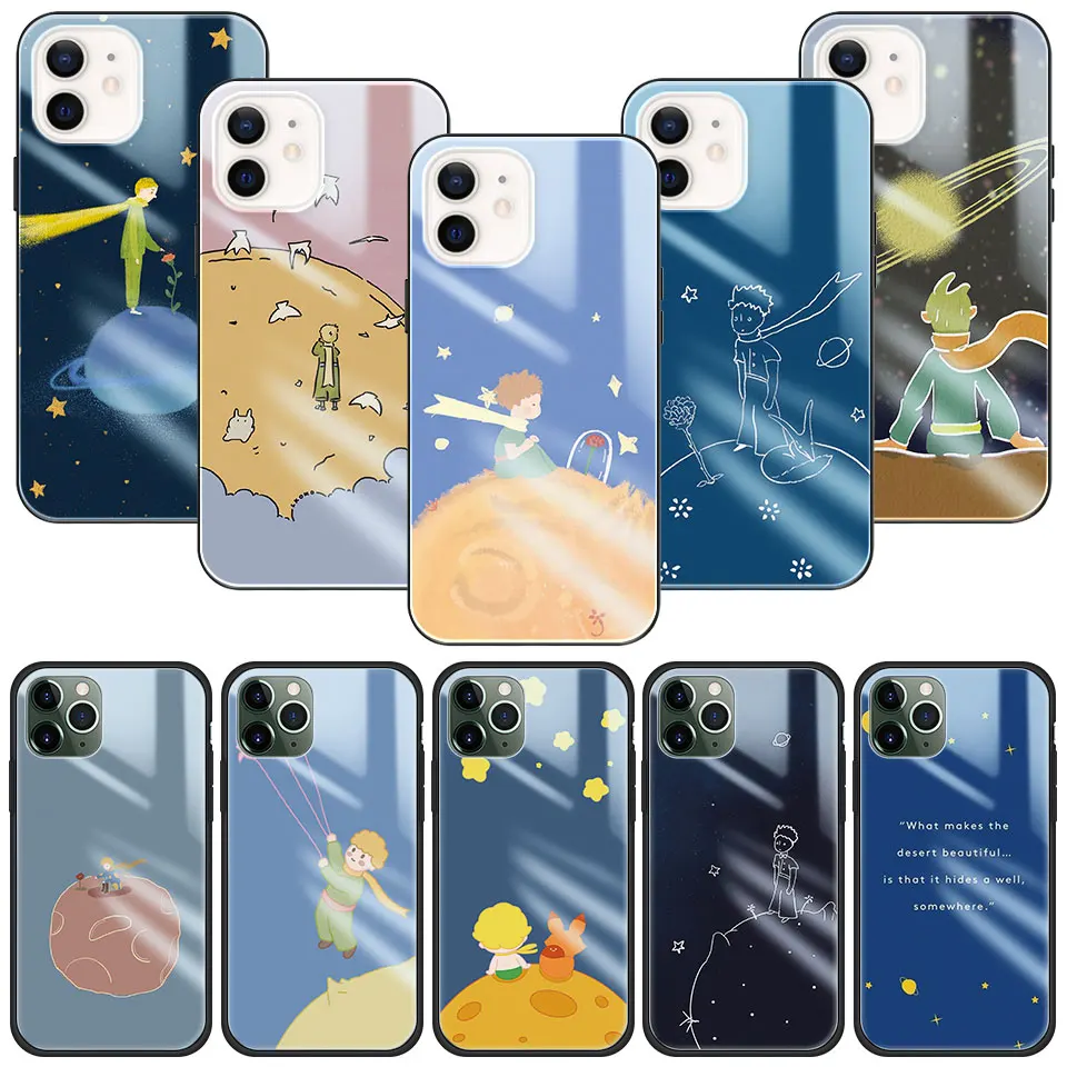 

Case for Apple iphone 11 12 13 Pro Max 7 X XR 12Mini 6 13Mini XS Max SE 2020 Tempered Glass Phone Bag Little Prince And The Fox