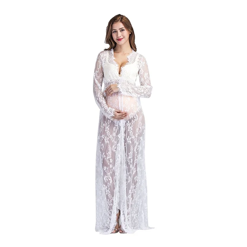 

Pregnant Women Take Photos Of Lace Dress Lace Mop Dress With Open Front Photo Maternity Dress