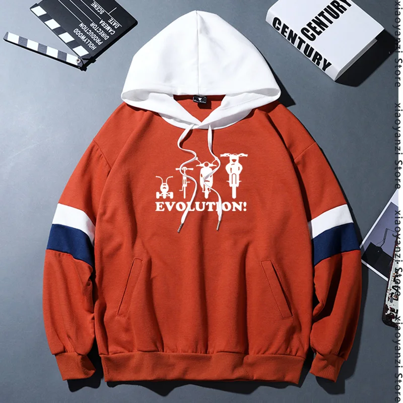 

Новинка, Молодежные мужские толстовки из 100% хлопка, свитшот с изображением эволюции трехколесного велосипеда, мопеда, мотоцикла, пуловеры, ...