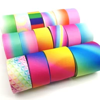 3 yards 10 75mm gradient rainbow grosgrain ribbon for wedding home decor diy gift wrapping party handmade accessories