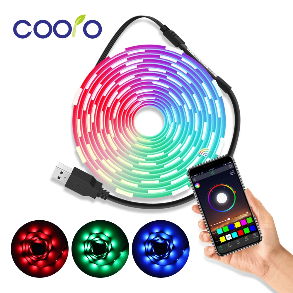 USB Светодиодные ленты светильник DC5V 5050SMD Гибкая Светодиодная лампа RGB 1 м 2 3 4 5
