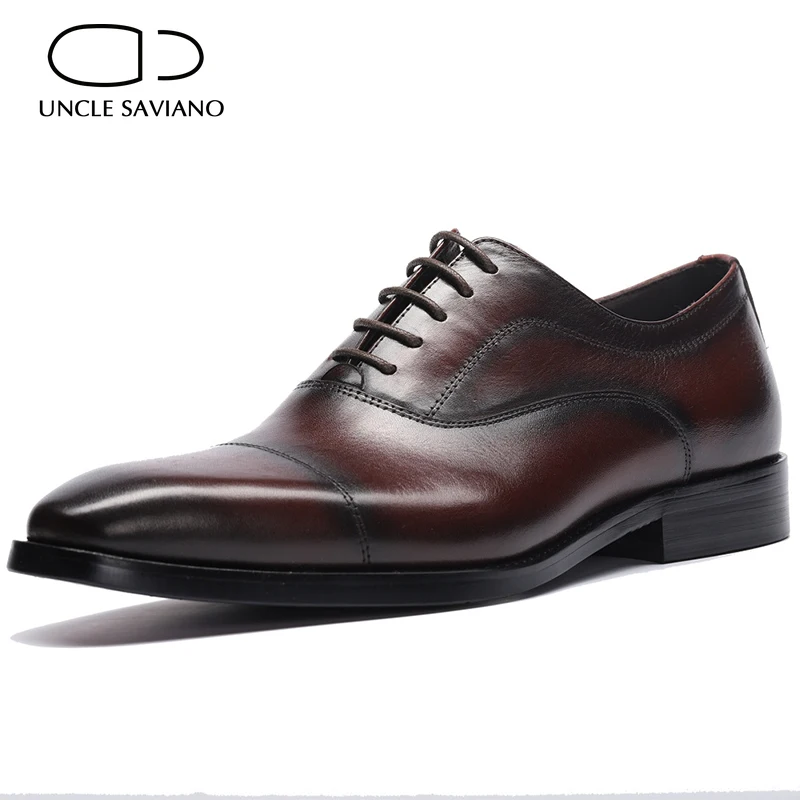 

Uncle Saviano Oxford Bridegroom Dress Office Best Men Shoes Black Lace-up Genuine Leather Original Business Designer Shoes