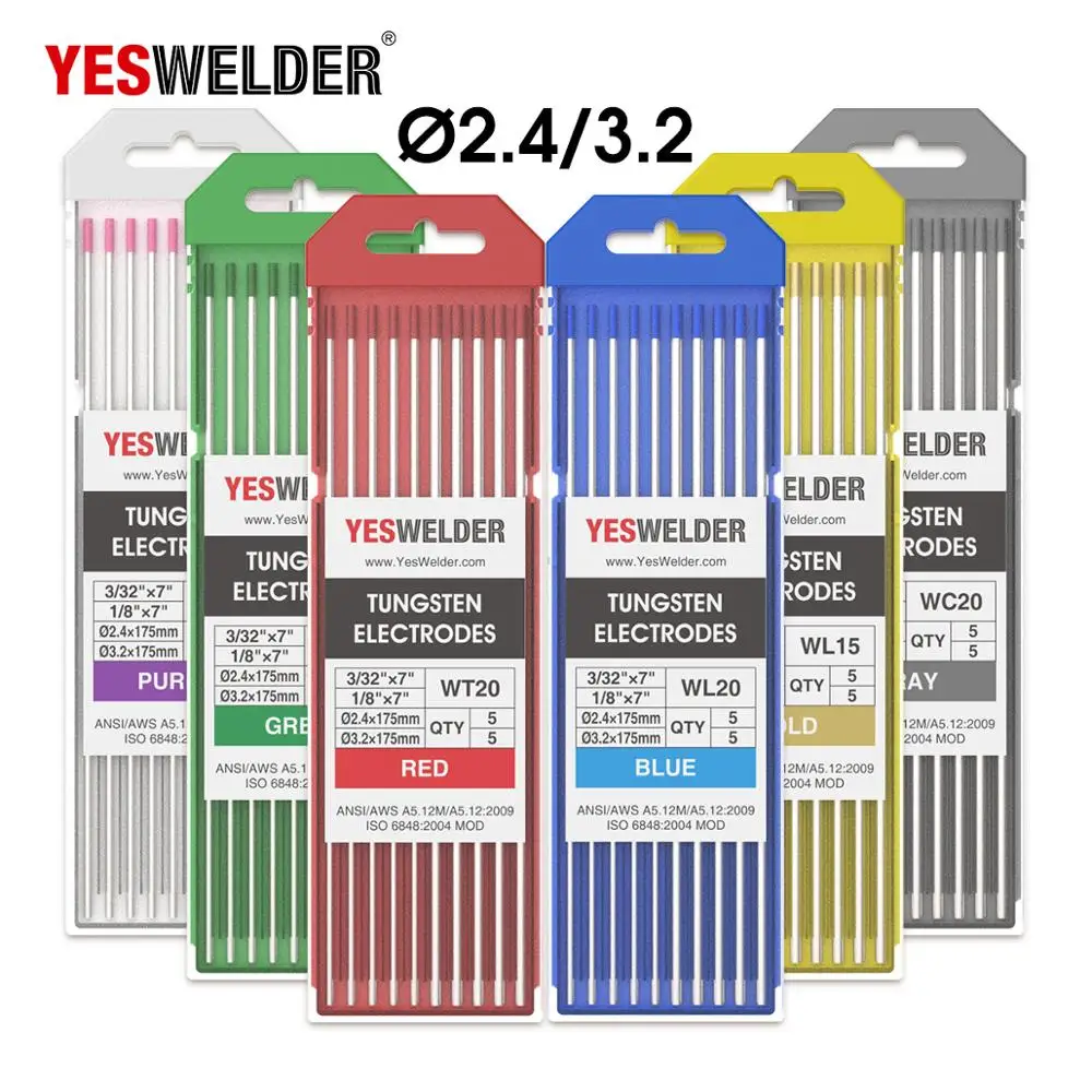 YESWELDER 10 шт. вольфрамовый электрод Профессиональный TIG стержень 1 0 6 2 4 3 мм для