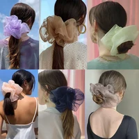 big organza elastic hair band women hair scrunchie large fairy whiffon ponytail holder hair tie for girls gum hair accessories
