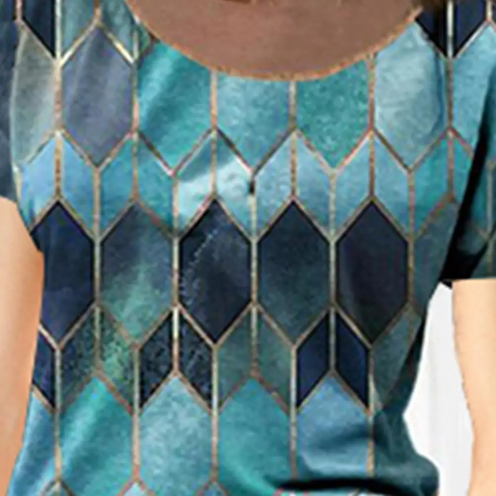 

Blouse Short Sleeves Skin-friendly Polyester Women O-Neck Tops for Summer