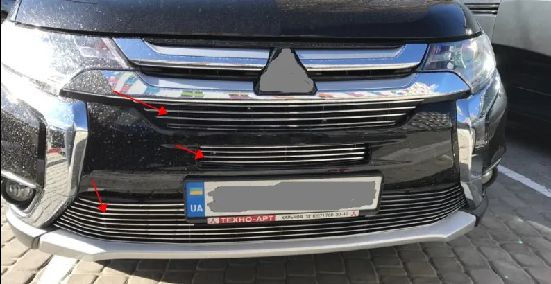Передняя решетка радиатора для Mitsubishi Outlander 2016 3 шт. алюминиевый сплав|front grill|grill