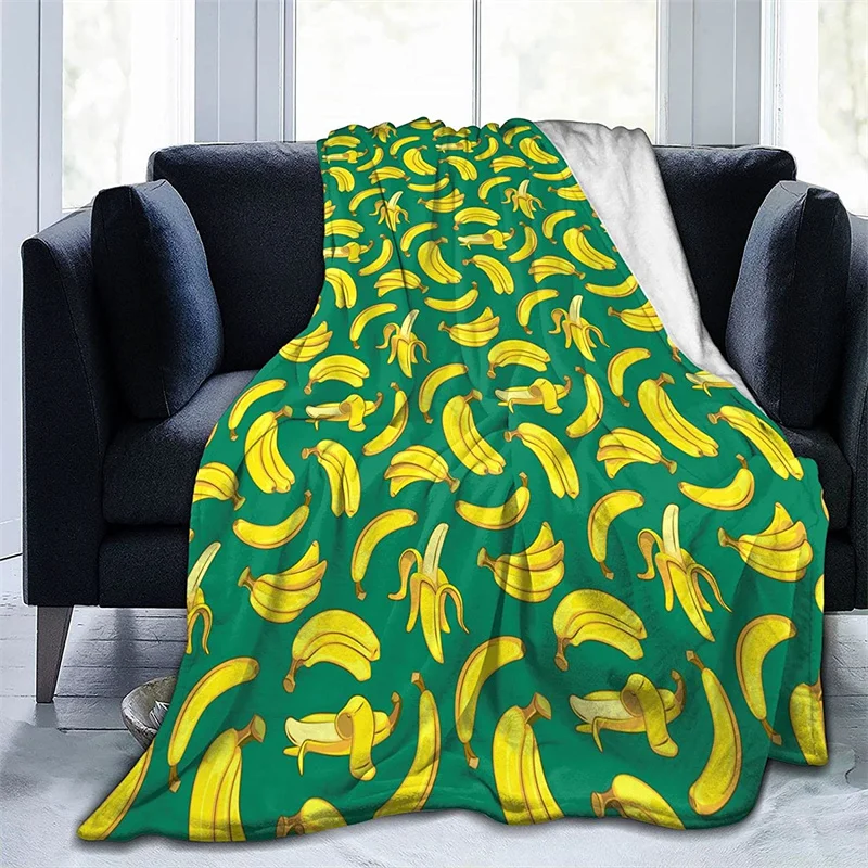 

Bananas Navajo Cubre Camara Green Throw Blanket 3D Print On Demand Sherpa Super Comfortable For Sofa Thin Quilt
