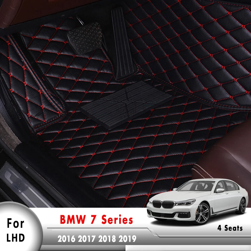 

Car Styling Waterproof leather Carpet covers Car Floor Mats For BMW 7 Series 4 Seats 2016 2017 2018 2019
