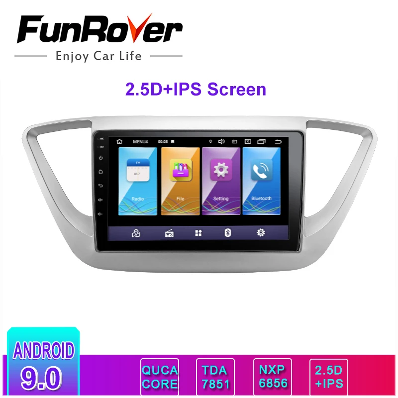 Funrover 2.5D + IPS 2 din Автомобильный мультимедийный плеер Android 9 0 навигация для Hyundai Verna