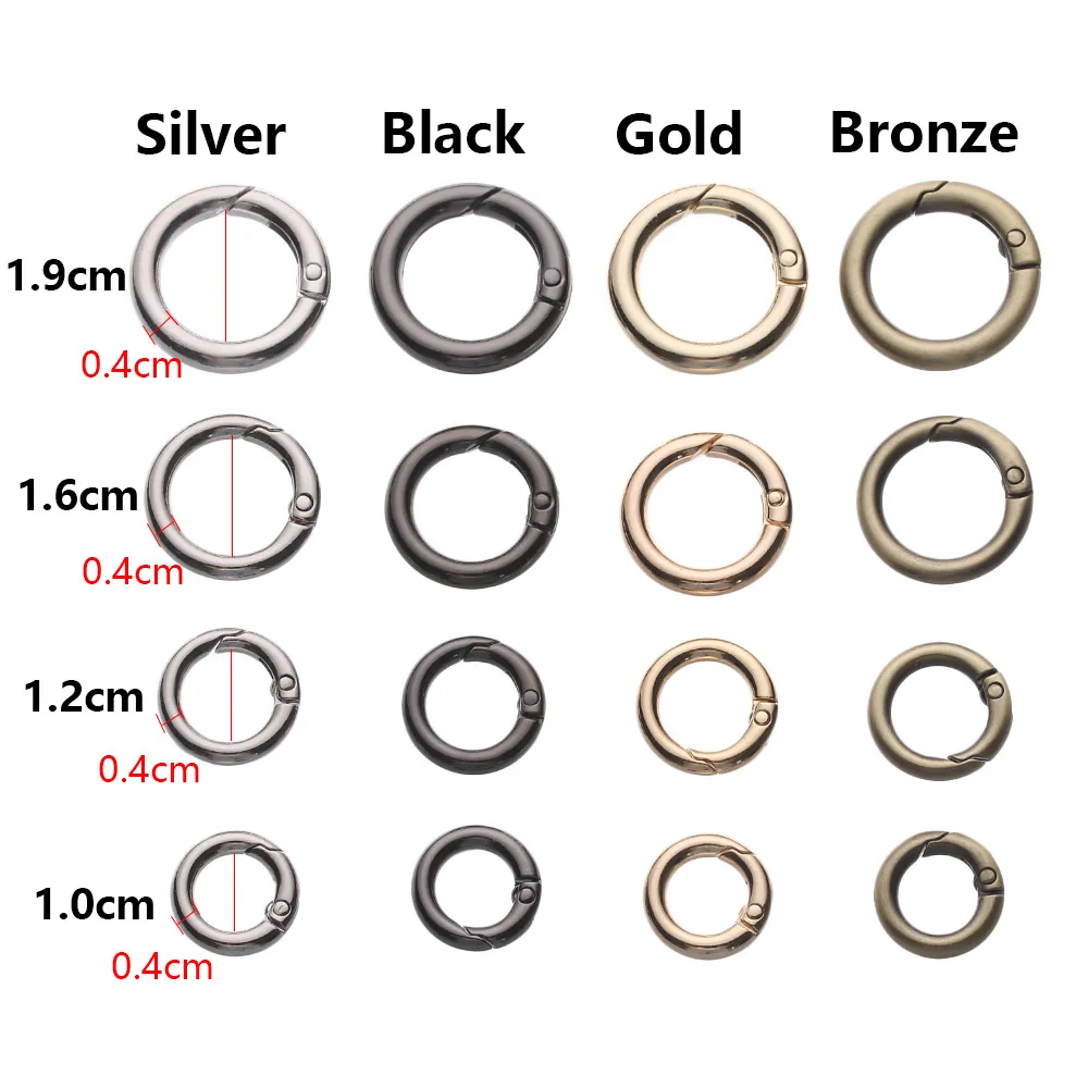 

2pcs Gold Metal Spring O-Ring Buckles Clips Carabiner Purses Handbags Buckles Round Push Trigger Snap Hooks Climbing Accessories