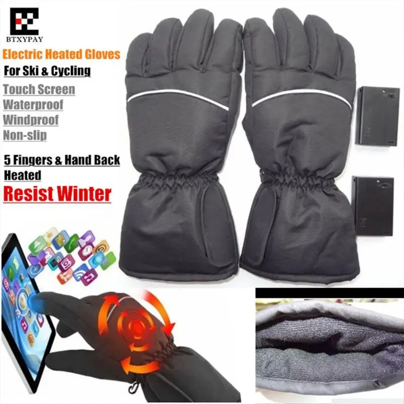 

Neutral electric battery heating gloves, touch screen texture waterproof warm gloves, battery powered electric heated ski R58B