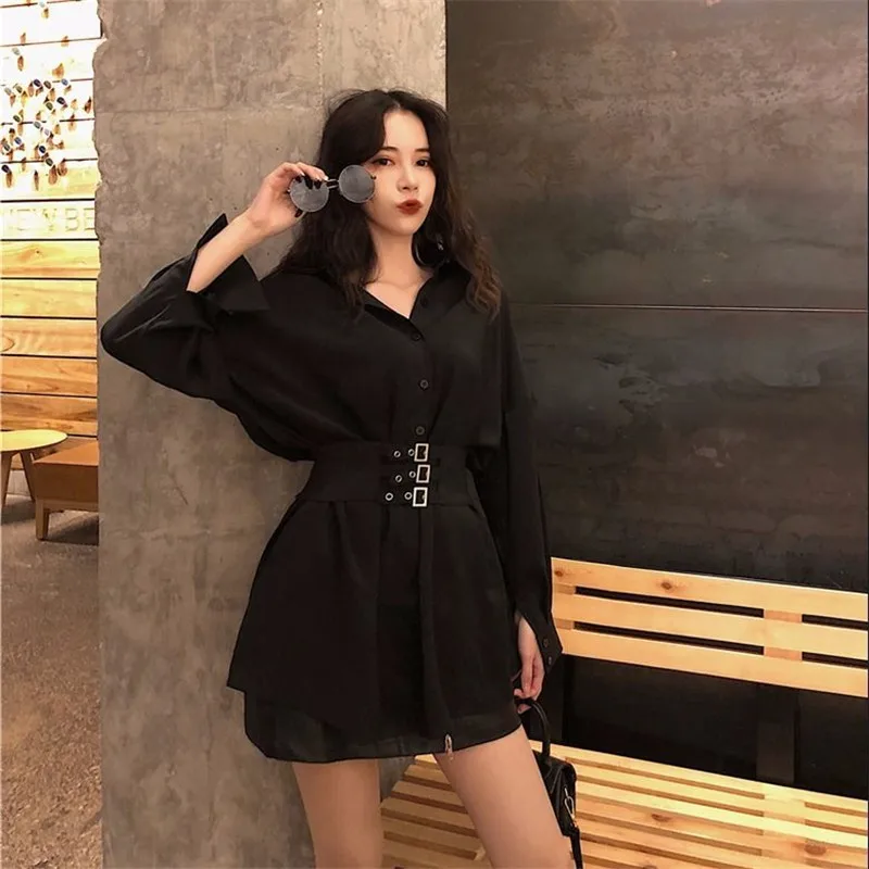 Женские хлопковые платья с длинным рукавом черное однотонное повседневное