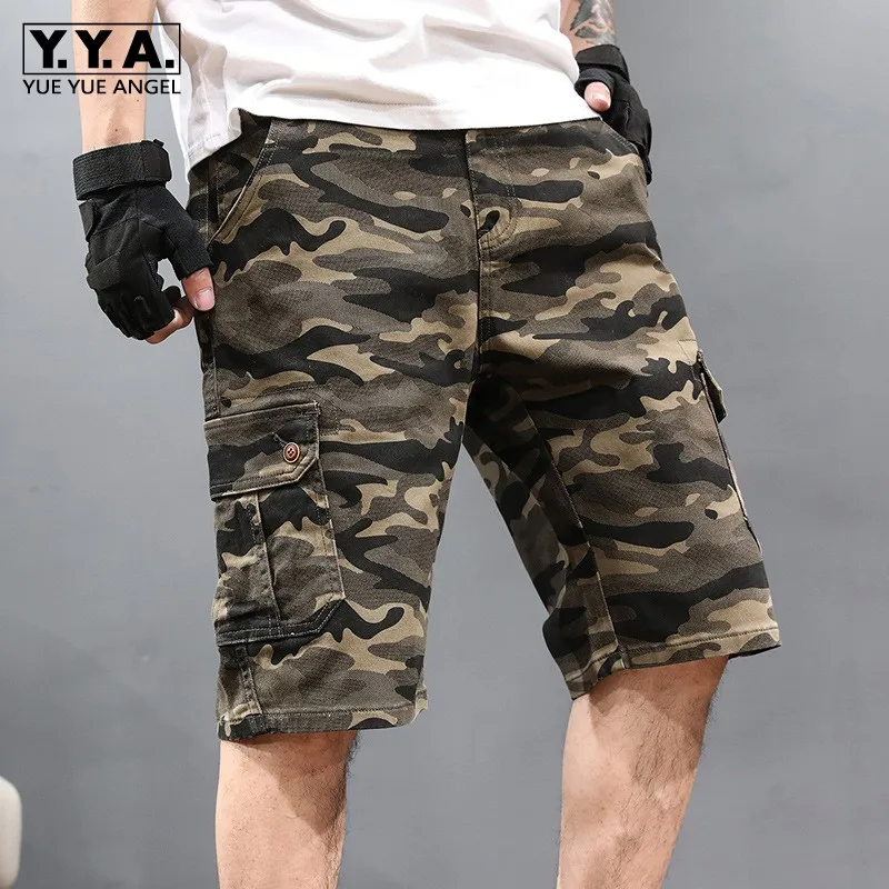 

Шорты мужские камуфляжные с завышенной талией, повседневные свободные брюки-карго до колен, уличные армейские шорты в стиле милитари, разме...