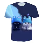 Летняя Новинка 2020, модная крутая Мужская футболка в стиле Харадзюку С животным котом, короткий уличный Топ в стиле панк с 3D-принтом и круглым вырезом