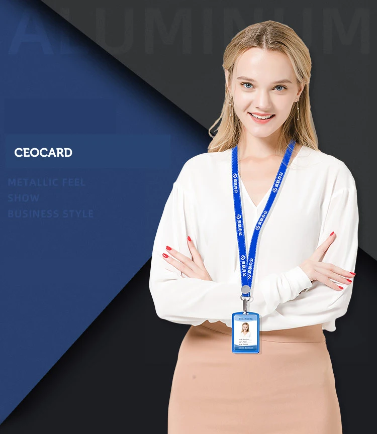 Высокое качество визитная карточка алюминиевый сплав металлическая Рабочая карточка значок с серым ремешком Id Держатели для мужчин и женщин