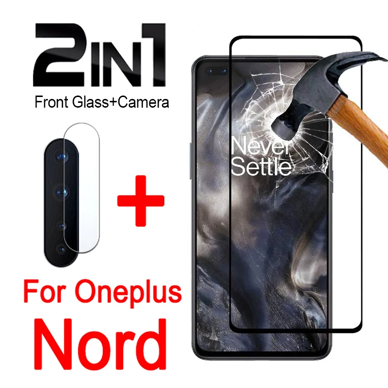2 In 1 Tempered Glass Screen Protector & Camera Lens Protector Covers for Oneplus Nord Protection Ca