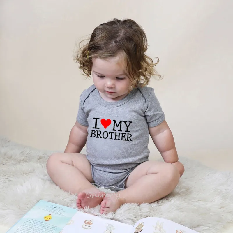 Одежда для близнецов «I Love My Sister Brother», новорожденный короткий рукав, хлопковая одежда для близнецов, летняя одежда для маленьких мальчиков и девочек