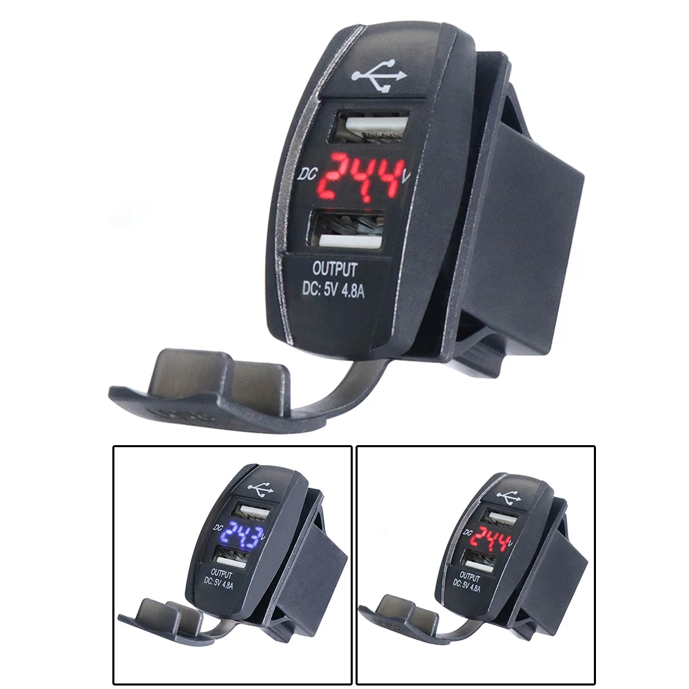 Зарядное устройство ABS DC 12 V/24 V USB разъем вольтметр кулисный переключатель панель порт универсальный