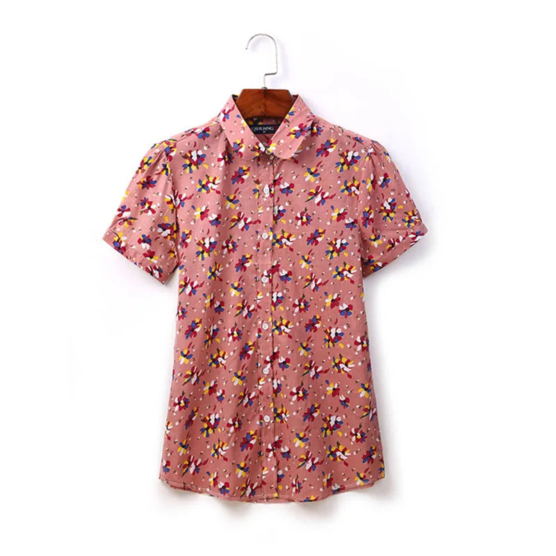 Женская пляжная рубашка с коротким рукавом и цветочным принтом|women floral blouse|blouse