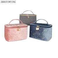 zipper portable travel makeup bags for women cosmetic organizer toiletries pouch fashion velvet females storage wash beauty case