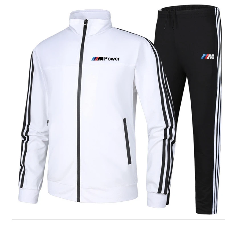 

New BMW Logo Print Custom Made European American Style Man Clothes Cotton Men Stand-up Collar Zipper Jacket + Pants Suit Selling