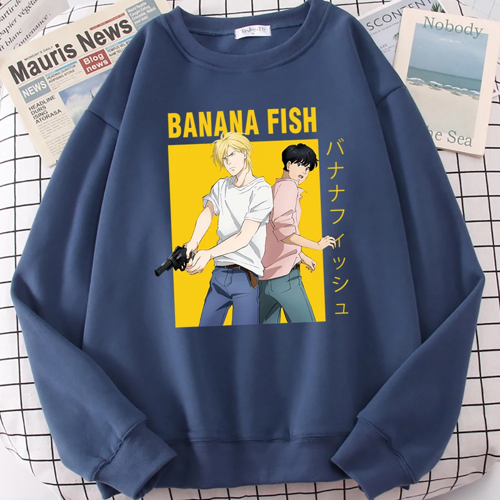 

Banana Fish Japan Cartoon Hoody Men's Anime Print Sweatshirt Hip Hop Street Hoodie Crewneck Fleece Loose Hoodies Mens Autumn New