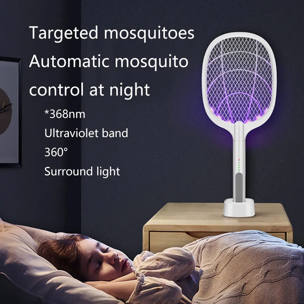 

2 In 1 Rechargeable Insect Trap Racket Night Electric Fruit Fly Bug Zapper Home 3000V Mosquito Swatter Killer Lamp Handheld Wasp