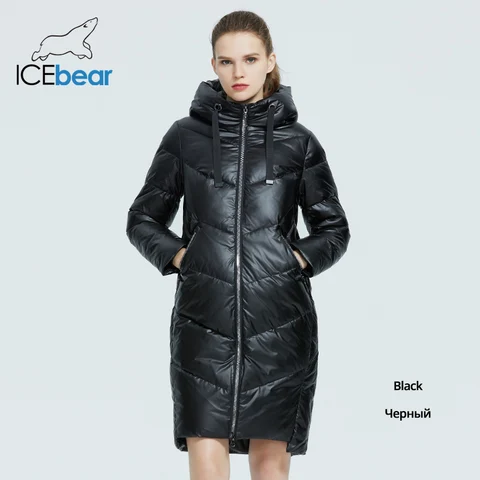 ICEbear 2023 новая зимняя женская куртка с капюшоном модное повседневное тонкое длинное теплое хлопковое пальто брендовые женские парки GWD20302D