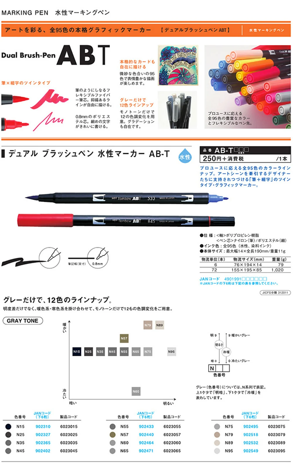 1 шт. TOMBOW AB-T Япония 96 цветов две головки художественная кисть ручка маркер Профессиональный водный маркер ручка живопись школьные принадлежности