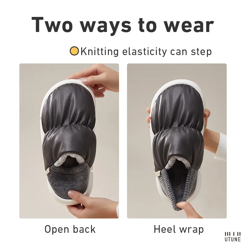 UTUNE Toast Women Slippers Warm Anti-slip Outside Shoes Plush Indoor Slippers Waterproof Soft For Easy Walk Red Festival Color
