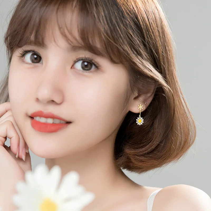 Женские серьги-ромашки белые серьги с цветами богемные Простые Модные