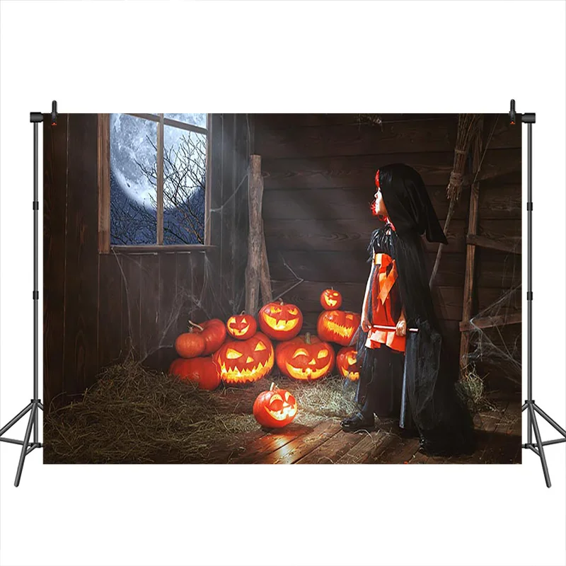 Mocsicka Хэллоуин фон для фотосъемки ведьма деревянный старый дом Луна баннер