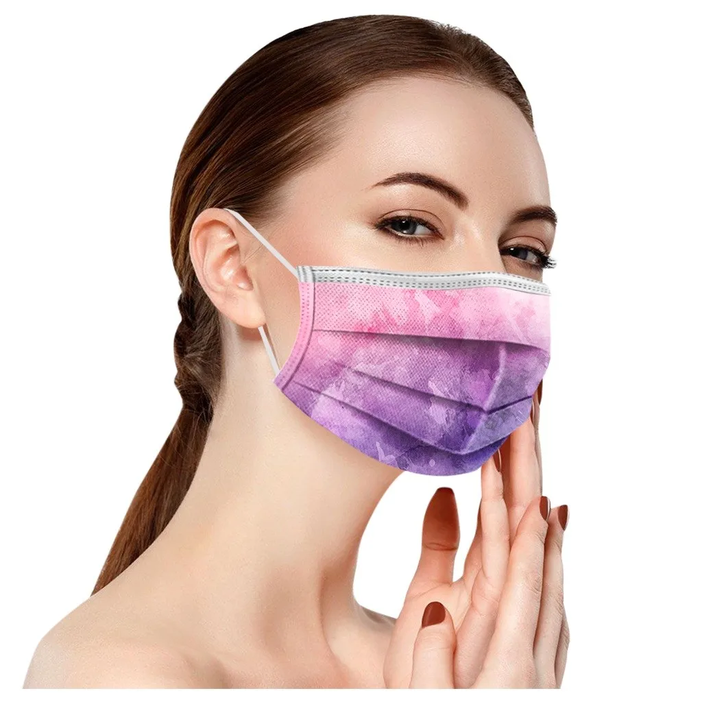 

mascherine 2020 New Fashion Adult's Face mask 50PCS Unisex Tie-Dye Prints Mask 3 -Layer Soft Face Mask maseczka ochronna A50