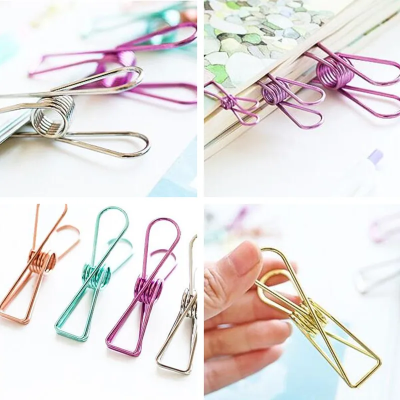 

5 Pcs Novelty Colorful Hollow Out Metal Binder Clips Cute Kawaii Notes Letter Paper Clip DIY Bookmark Office Binding Supplies