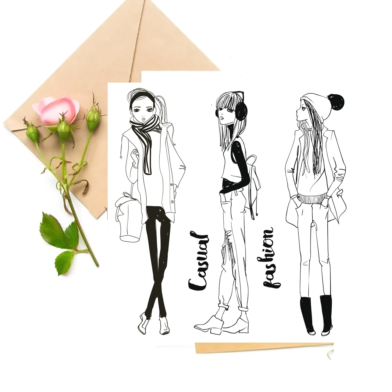 

Pretty Girl Transparent Clear Stamps For DIY Scrapbooking Card Making Stamps Fun Decoration Supplies