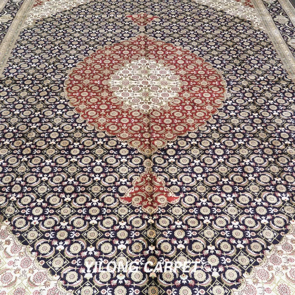 Восточный Шелковый коврик Yilong 10 'x 14' Vantage tabrice античный Красный средний