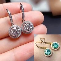 meibapj top quality 1 carat moissanite round circle drop earrings 925 sterling silver fashion ear dtuds fine jewelry for women