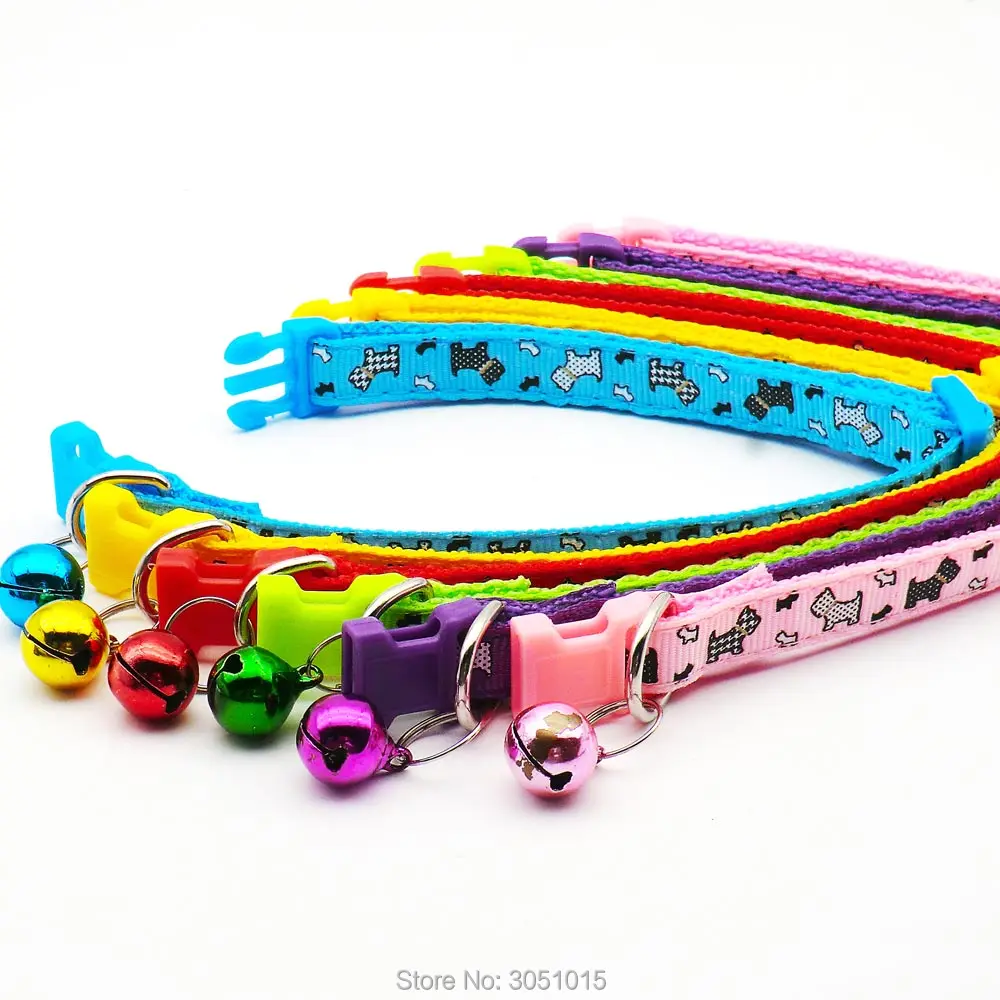 Оптовая продажа 100 шт. рисунок с кошечками ошейники колокольчиком для собак и