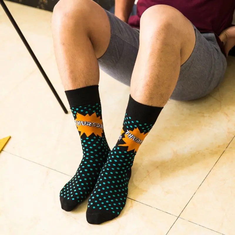 2020 5 пар мужские хип хоп хлопковые носки до середины икры забавные Week с